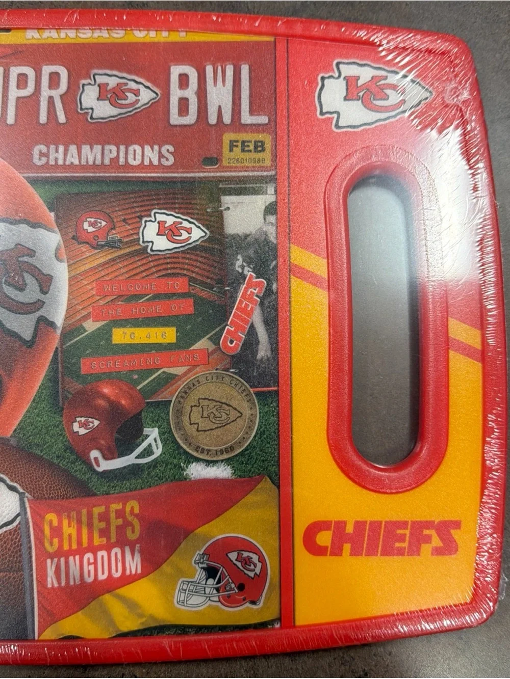 Kansas City Chiefs NFL Reversible Cutting Board - Green & Red New 14.5 x 9
